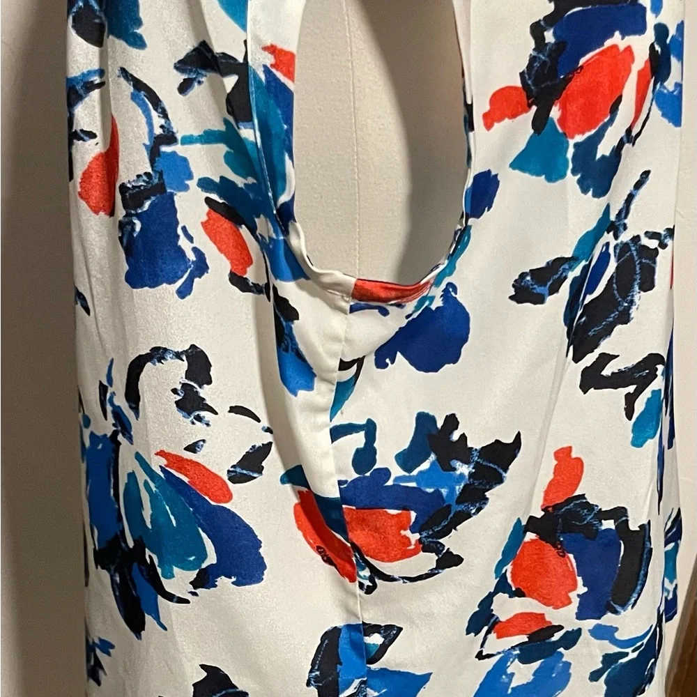 J. Crew Floral Print Sleeveless Blouse - Blue and Red - Picture 3 of 7